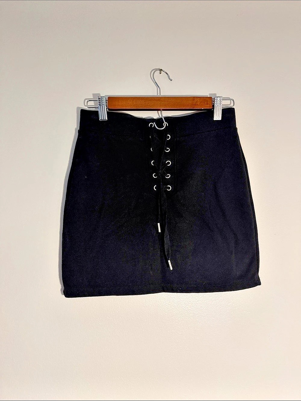 Forever 21 Black Lace-Up Mini Skirt Size Small Like New